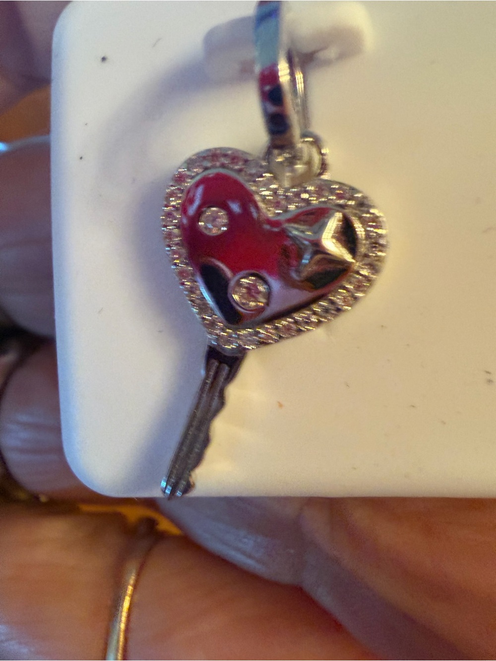 Sterling & moissanite Heart Key Pendant Charm in NEW